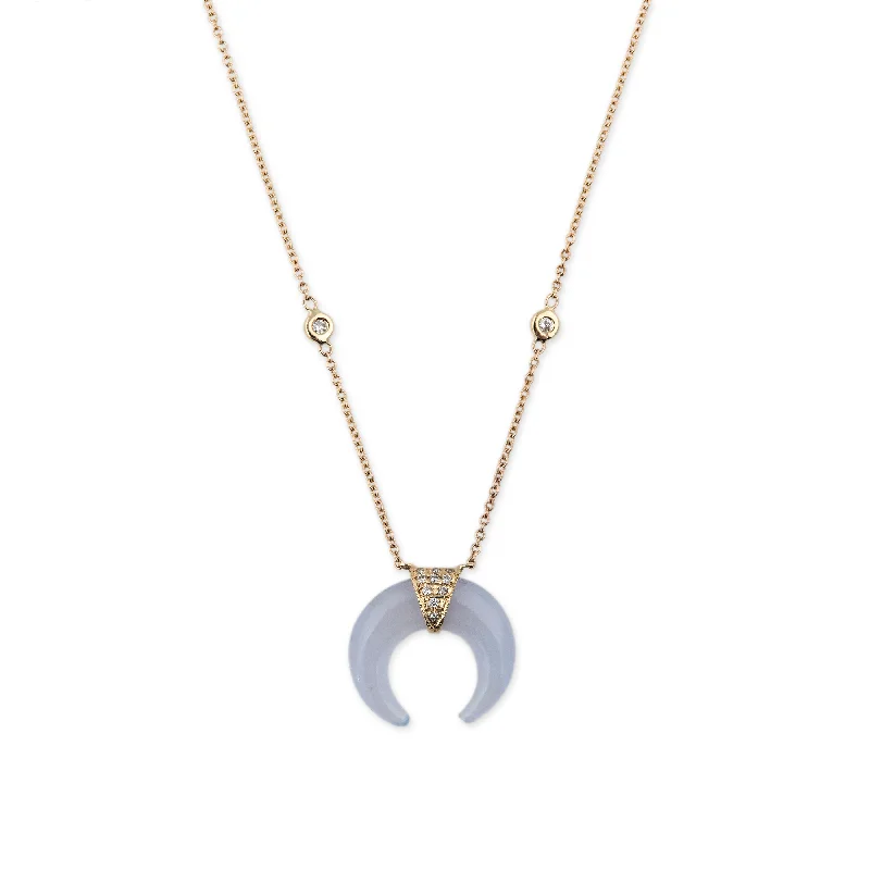 MINI CHALCEDONY DOUBLE HORN NECKLACE