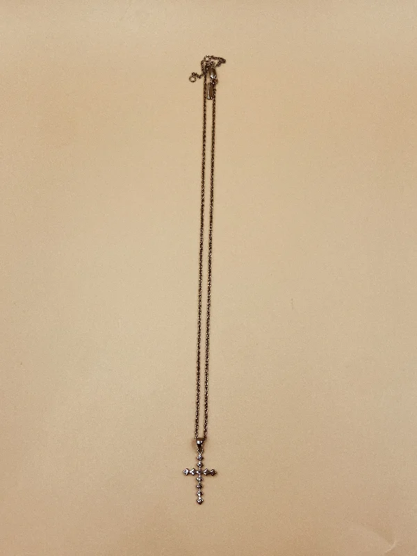 Dori Cross Necklace in Gunmetal