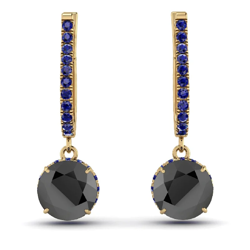 Beautiful Pearl Earrings For Special Occasions-Black Diamond Dangle Earrings With Hidden Halo - Adaline No. 67