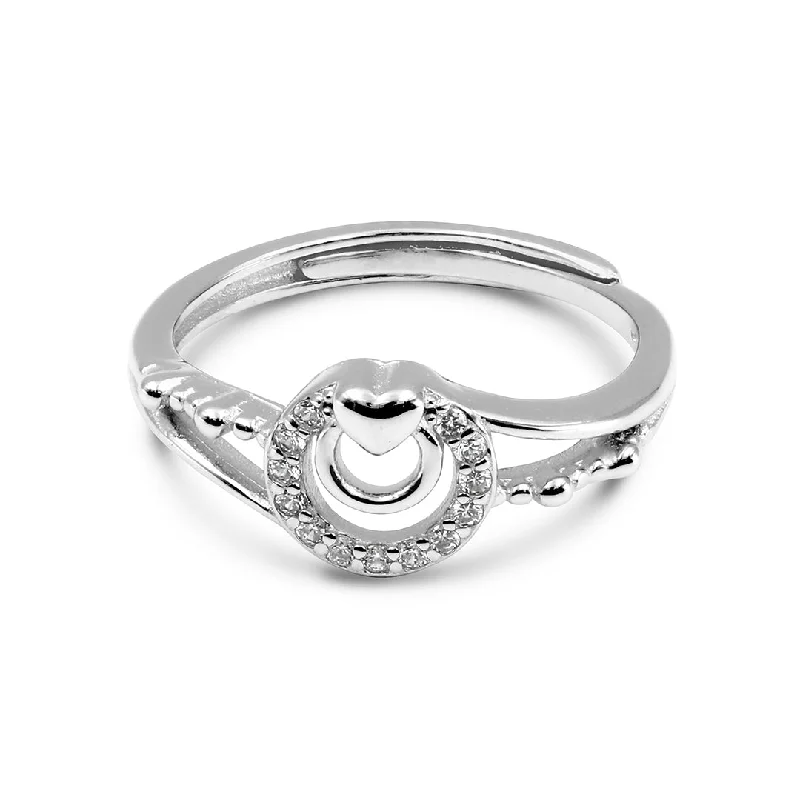 Stunning Cocktail Rings For Bold Glam-Zarkan Heart Double Loop Pure Silver Ring