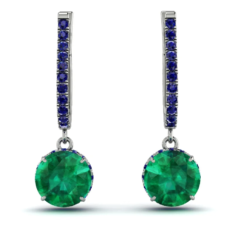 Dangle Earrings For Formal Gatherings-Emerald Dangle Earrings With Hidden Halo - Adaline No. 66