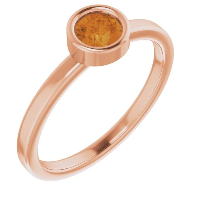 Trendy Titanium Rings For Contemporary Style-14K Rose 4.5 mm Natural Citrine Ring