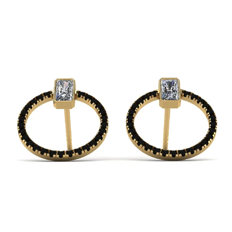 Gold Hoop Earrings For Fashionable Looks-Emerald Cut Circle Diamond Earrings - Oaklyn No. 31