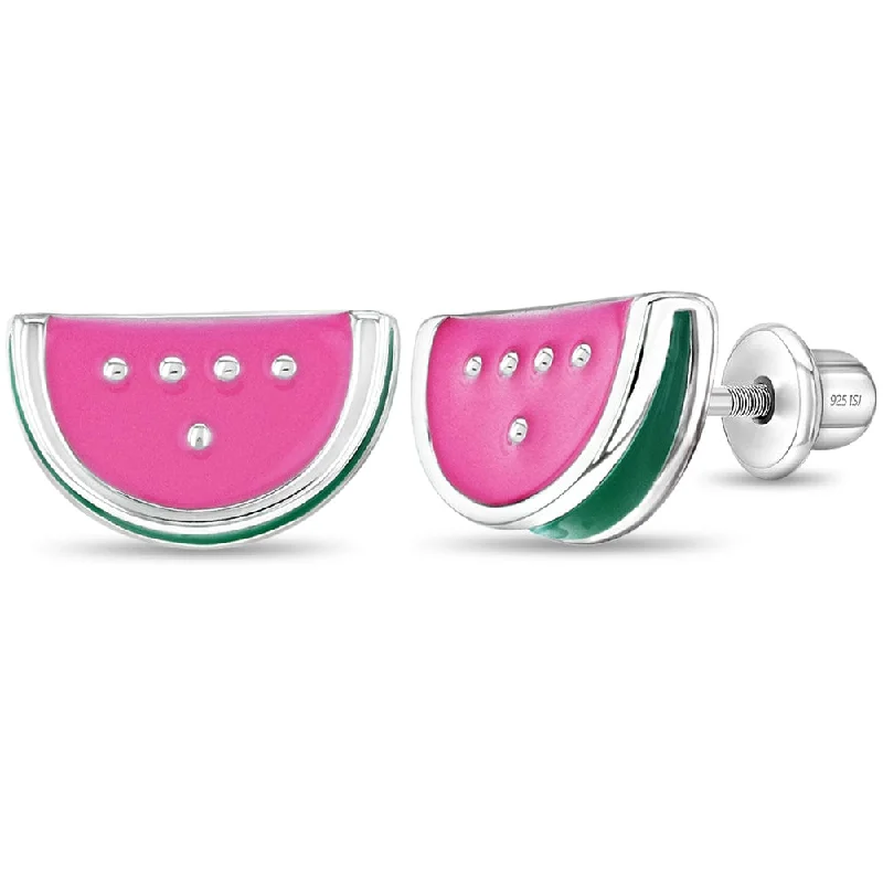 Crystal Drop Earrings For Sparkling Fashion-Yummy Watermelon Children's Earrings - Screw Back