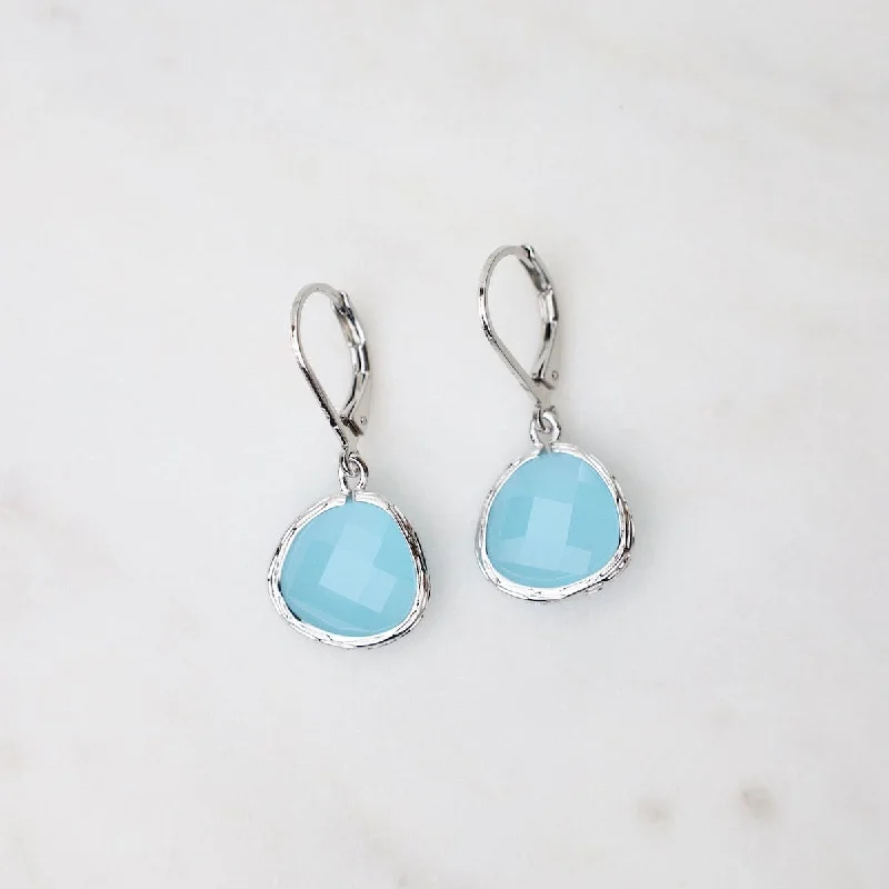 Colorful Crystal Earrings For Fun Fashion-Sterling Silver Crystal Lever Back Earrings – Ocean