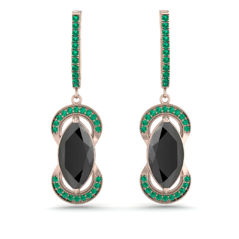 Chic Earrings For Special Moments-Marquise Vintage Black Diamond Earrings - Marley No. 23