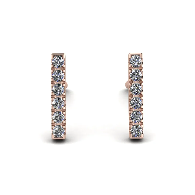 Beautiful Pearl Earrings For Special Occasions-Geometrical Gold Bar Diamond Earrings - Bonnie No. 2