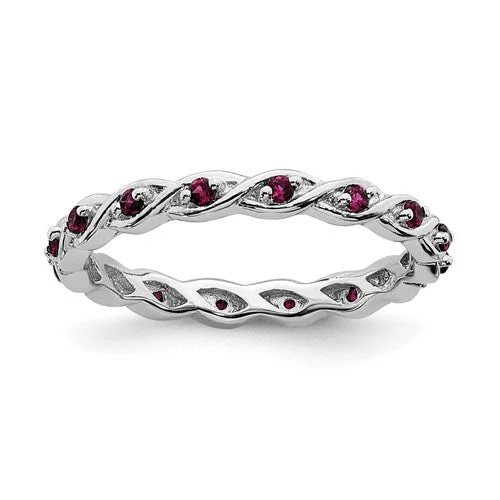 Stunning Custom Rings For Personalized Style-Sterling Silver Stackable Expressions Created Ruby Twist Eternity Ring