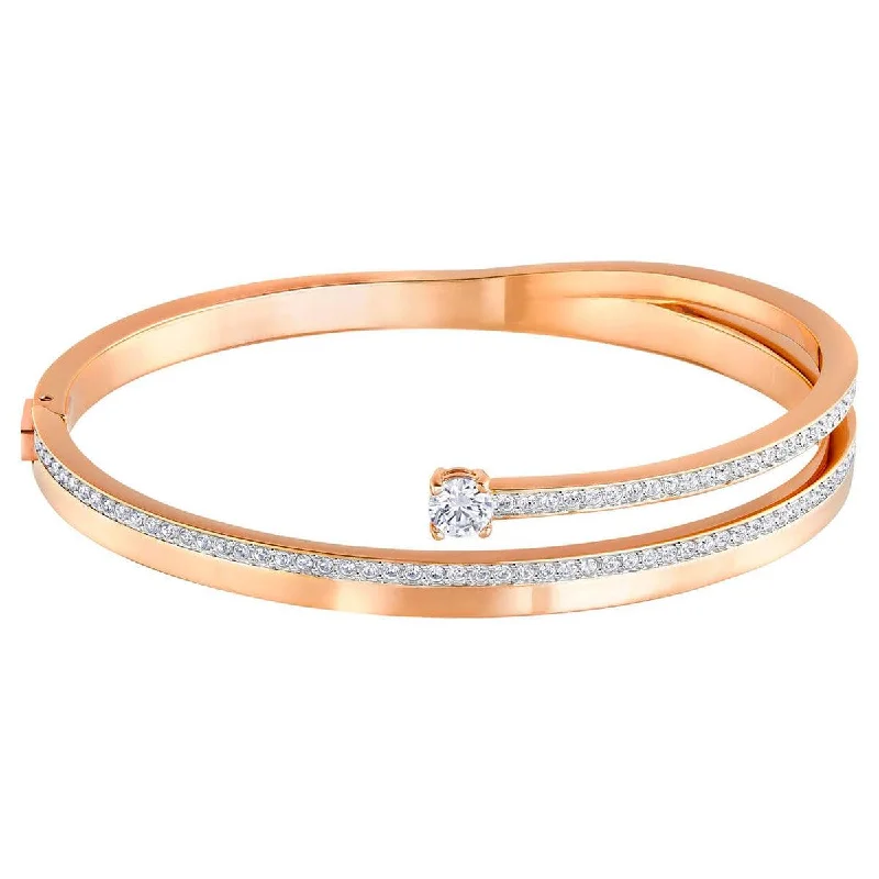 Unique Silver-Plated Bangles For Budget-Friendly Glam-Swarovski Women's Bangle Bracelet - Fresh Rose Gold Plated | 5217727