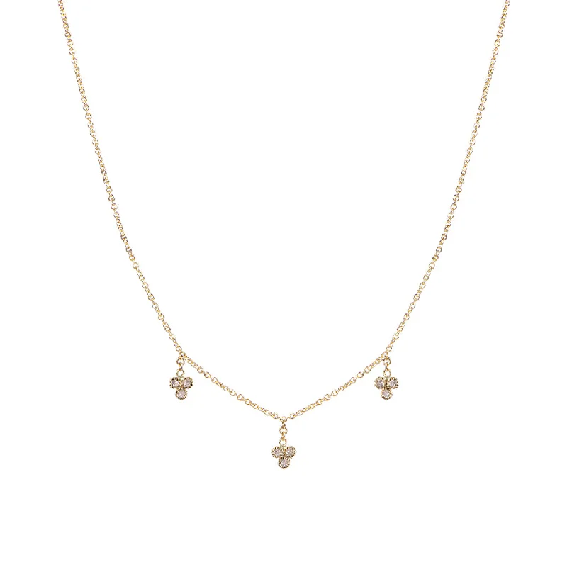 3 DIAMOND CLUSTER DROP NECKLACE