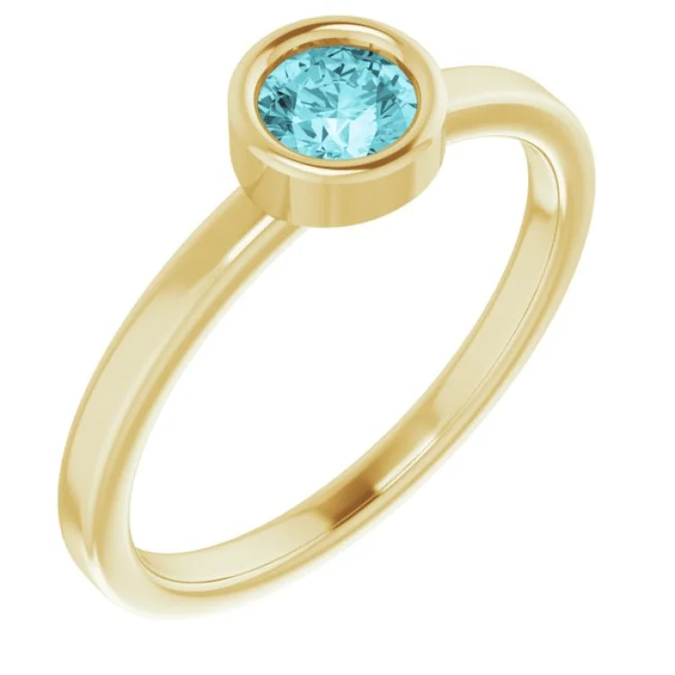 Stunning Gold Wedding Bands For Timeless Style-14K Yellow 4.5 mm Natural Blue Zircon Ring