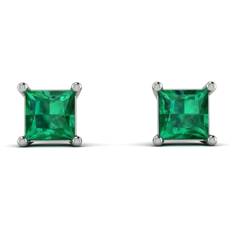 Luxury Gemstone Earrings For Bridal Glam-Princess Cut Stud Earrings - Kenia No. 6