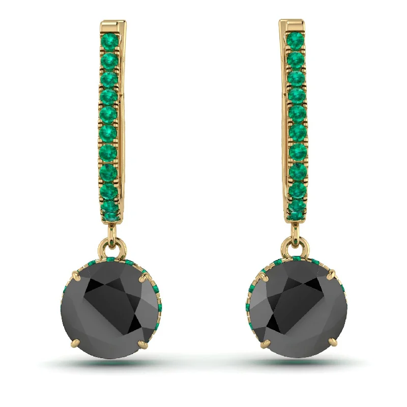 Elegant Earrings For Office Wear-Black Diamond Dangle Earrings With Hidden Halo - Adaline No. 22