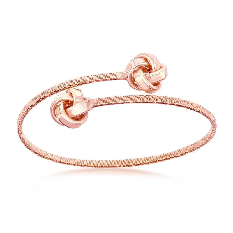 Custom Infinity Bangles For Meaningful Jewelry-Sterling Silver Rose Gold Plated Love Knot Wire Bangle