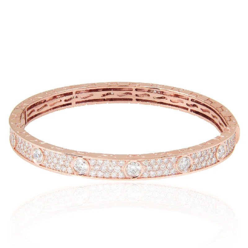 Sparkling Tennis Bracelets For Bridal Elegance-14k Rose Gold 5.51ct Diamond Bracelet