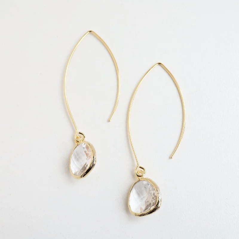 Luxurious Earrings For Elegant Events-Gold Plated Clear Crystal Earrings