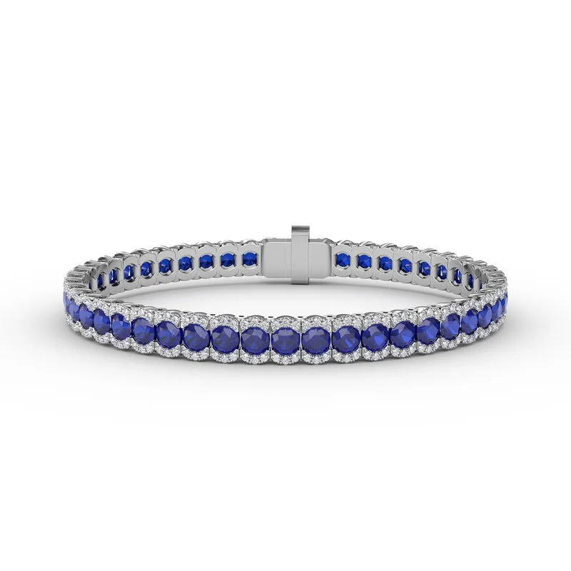 Sparkling Crystal Bracelets For Special Occasions-Brilliant in Blue Sapphire and Diamond Bracelet B1550S