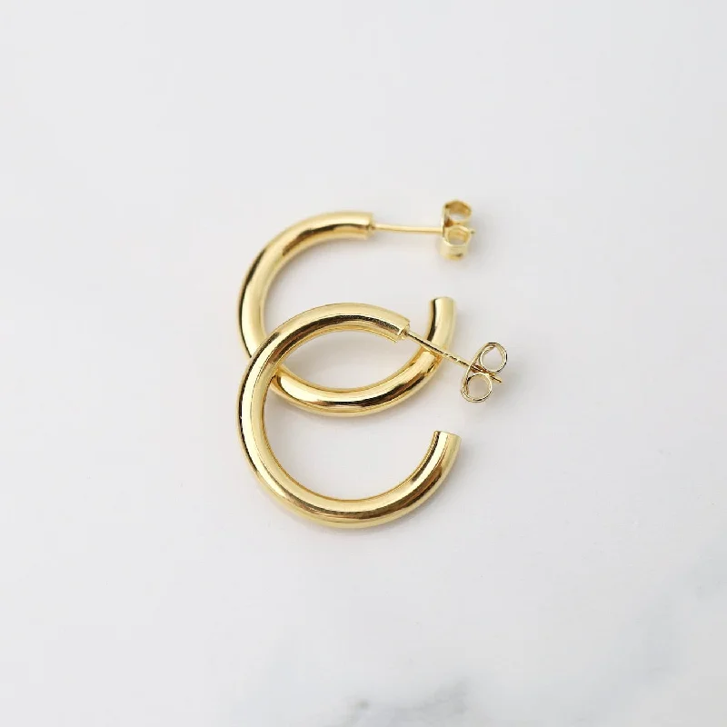 Handmade Earrings For Unique Charm-Polished Gold Vermeil Solid Hoops on Post Earrings