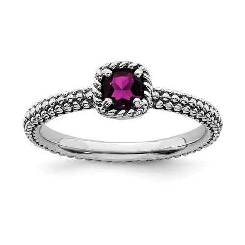 Stunning Ruby Engagement Rings For Brides-Sterling Silver Stackable Expressions Rhodolite Garnet Ring