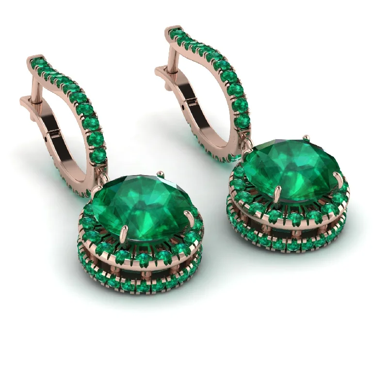 Elegant Earrings For Office Glam-Hidden Halo Emerald Hoop Earrings - Catalina No. 20