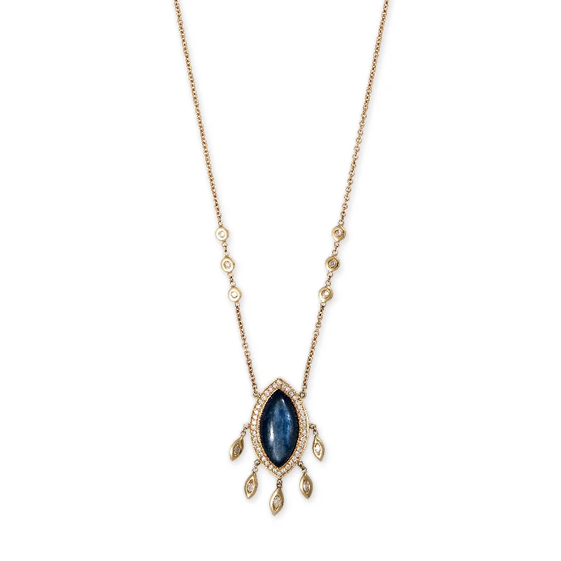 PAVE PEACH KYANITE MARQUISE + MARQUISE DIAMOND SHAKER NECKLACE