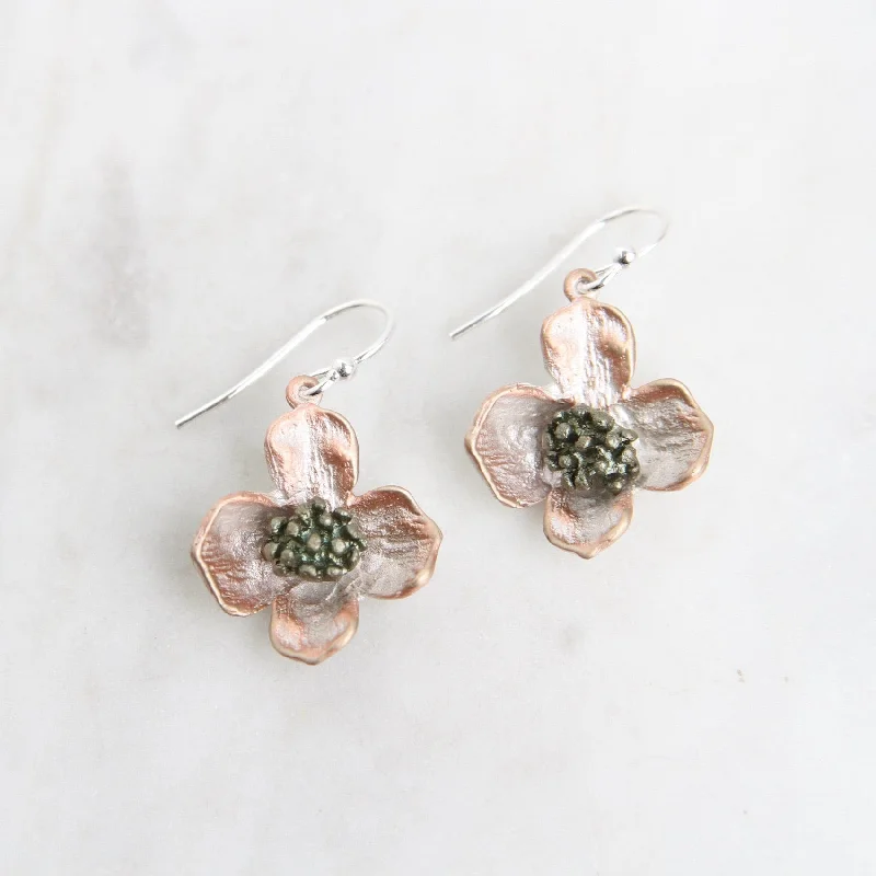 Handmade Gold Earrings For Unique Gifts-Dogwood Drop Earrings