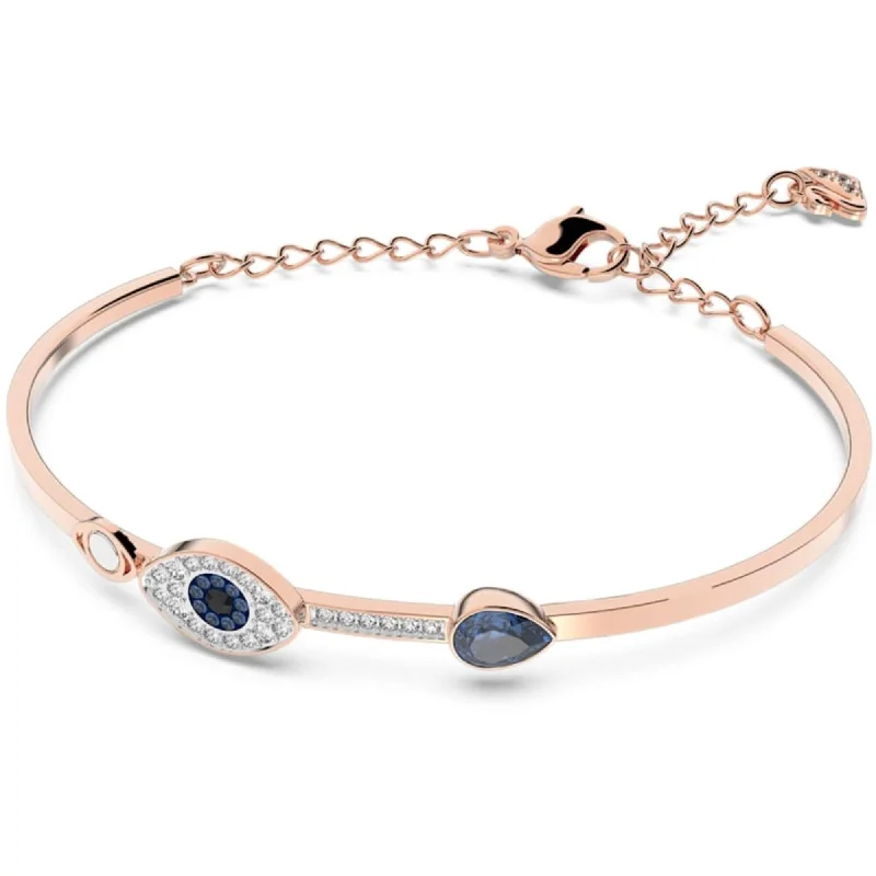 Affordable Diamond Bangles For Elegant Wear-Swarovski Women's Bangle - Swarovski Symbolic Blue and White Crystals | 5171991