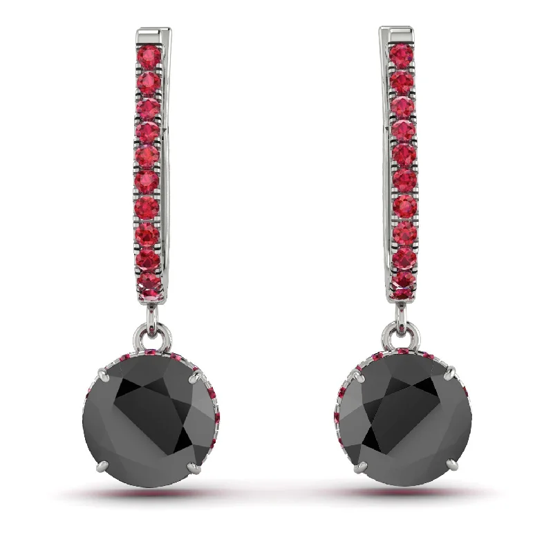 Stylish Earrings For Casual Events-Black Diamond Dangle Earrings With Hidden Halo - Adaline No. 54