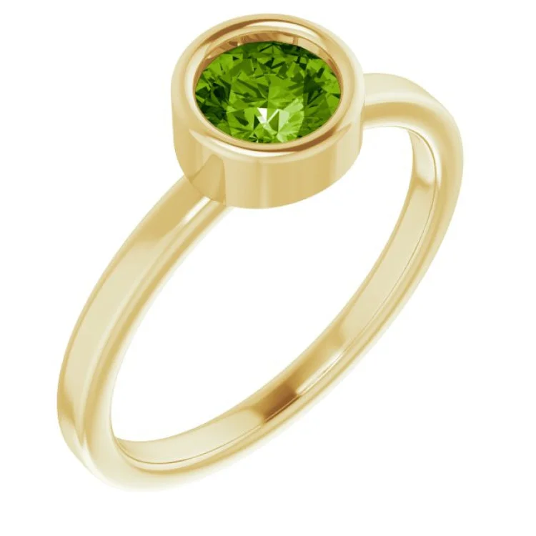 Personalized Engagement Rings For Unique Proposals-14K Yellow 5.5 mm Natural Peridot Ring