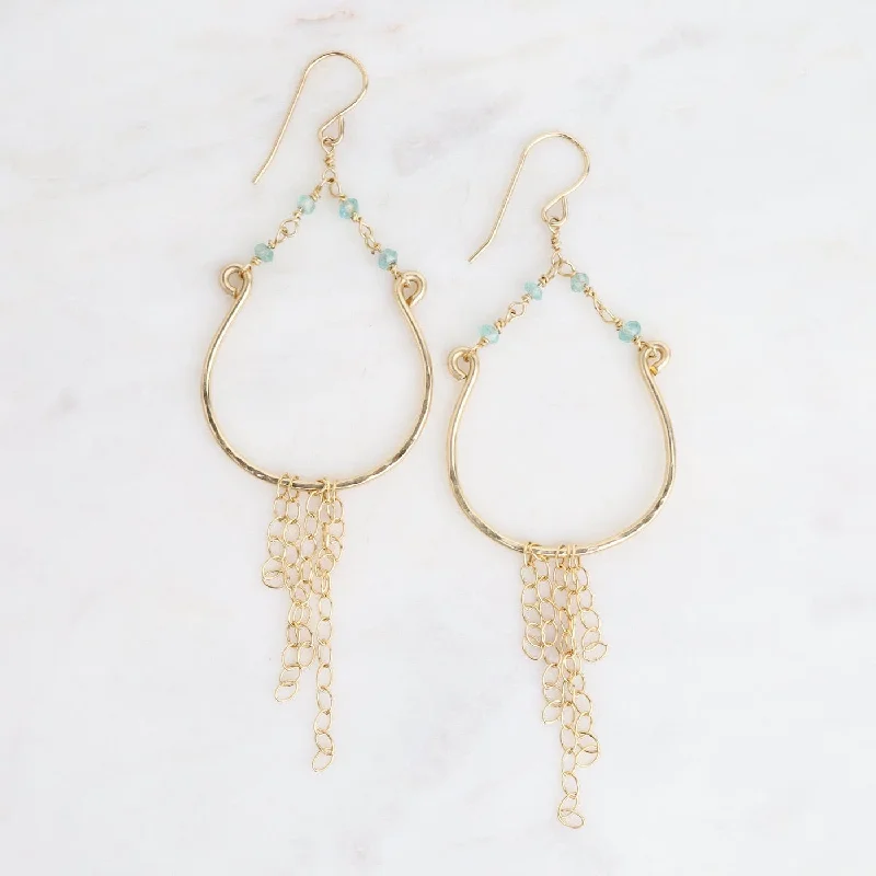 Luxury Silver Earrings For Sophisticated Glam-Apatite Horseshoe Dangle Earrings