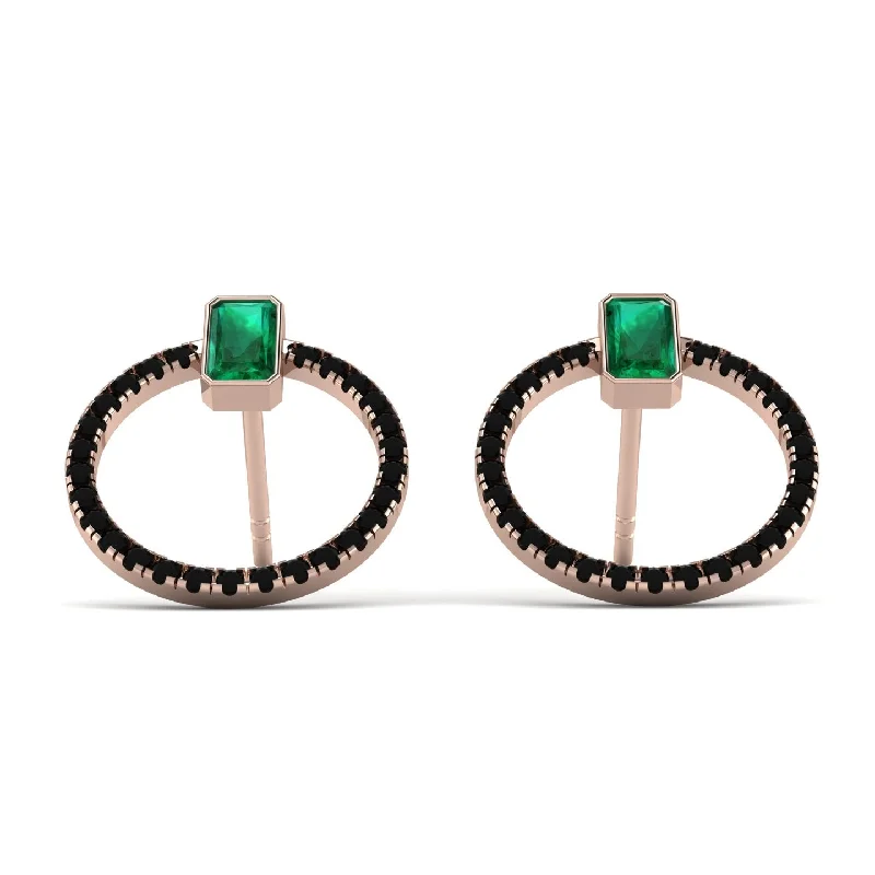 Luxury Earrings For High-End Fashion-Emerald Cut Circle Emerald Earrings - Oaklyn No. 35