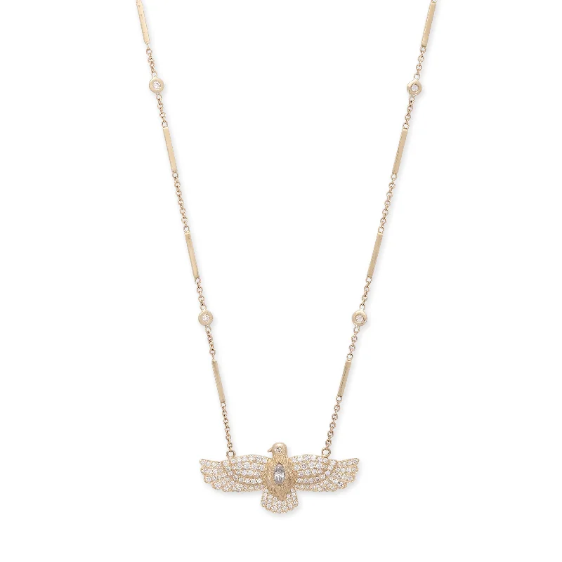 MEDIUM PAVE THUNDERBIRD DIAMOND SMOOTH BAR NECKLACE