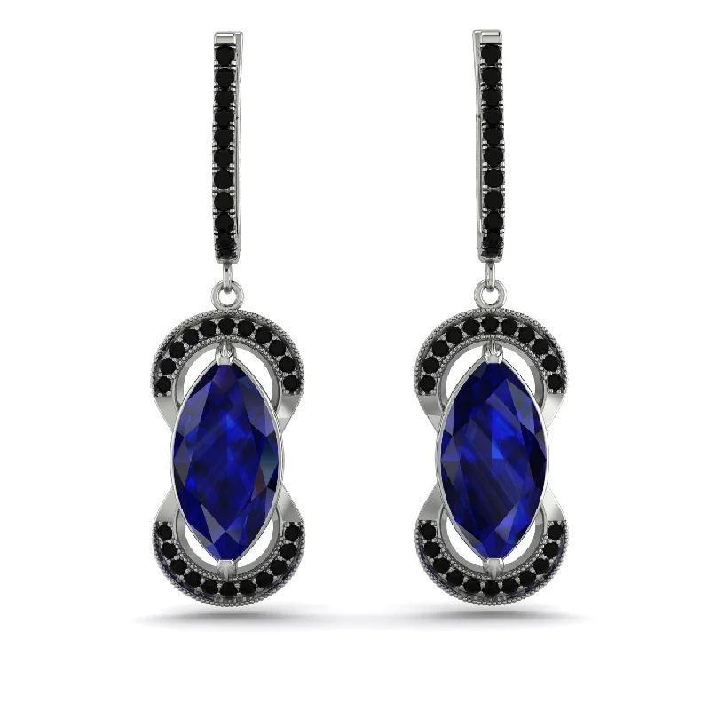 Handmade Gold Earrings For Unique Gifts-Marquise Vintage Sapphire Earrings - Marley No. 45