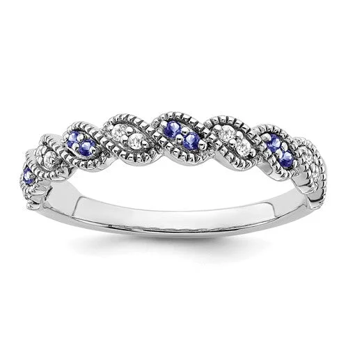 Bold Rose Gold Rings For Statement Fashion-14k White Gold Tanzanite and Diamond Twist Band