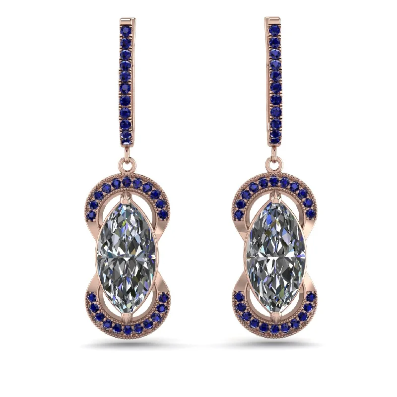 Luxurious Earrings For Elegant Events-Marquise Vintage Diamond Earrings - Marley No. 62