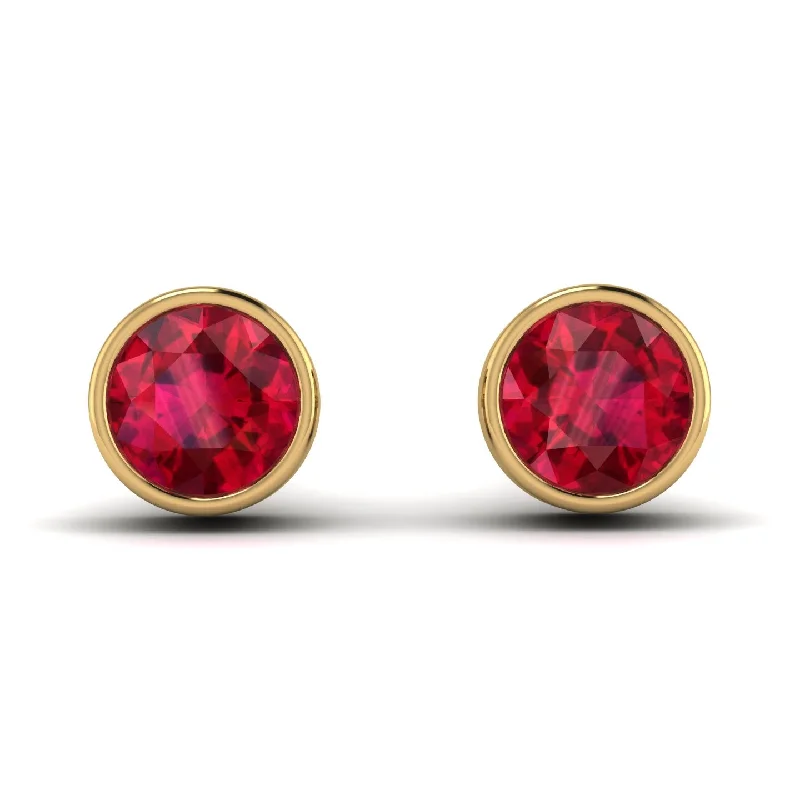 Crystal Stud Earrings For Timeless Glam-Bezel Stud Ruby Earrings - Royal No. 10