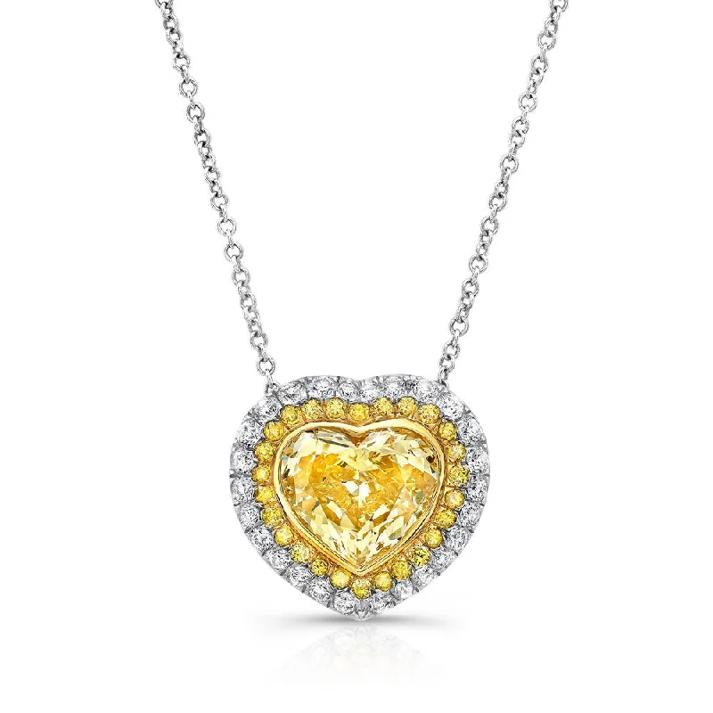 Uneek Natureal Collection Heart Heart Shaped Yellow Diamond Necklace