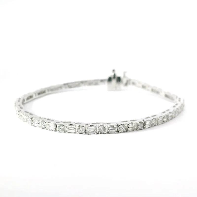 Classic Black Leather Bracelets For Bold Style-10K White Gold Diamond Tennis Bracelet