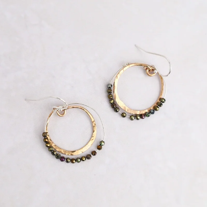 Simple Drop Earrings For Subtle Beauty-Pyrite Double Sphere Earrings