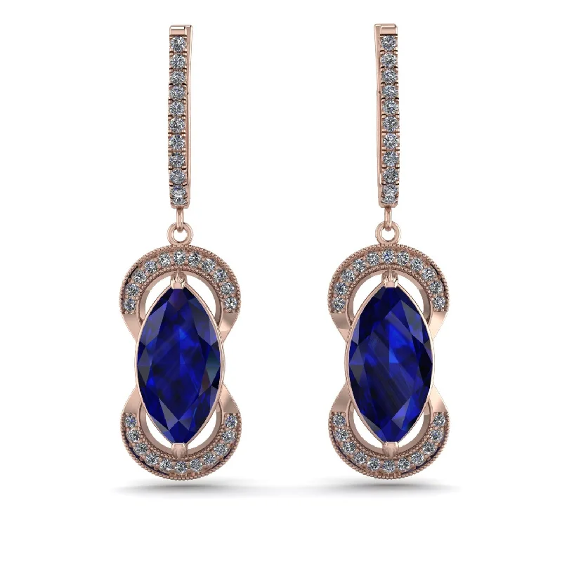 Bold Stud Earrings For Creative Looks-Marquise Vintage Sapphire Earrings - Marley No. 14