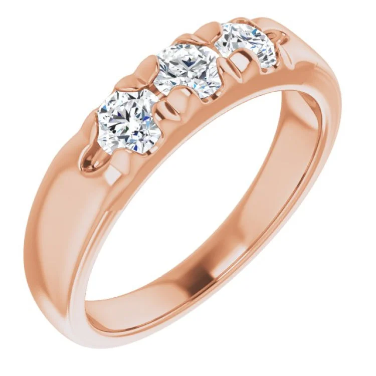 Custom Stackable Wedding Rings For Unique Styles-14K Rose 3/4 CTW Natural Diamond Anniversary Band