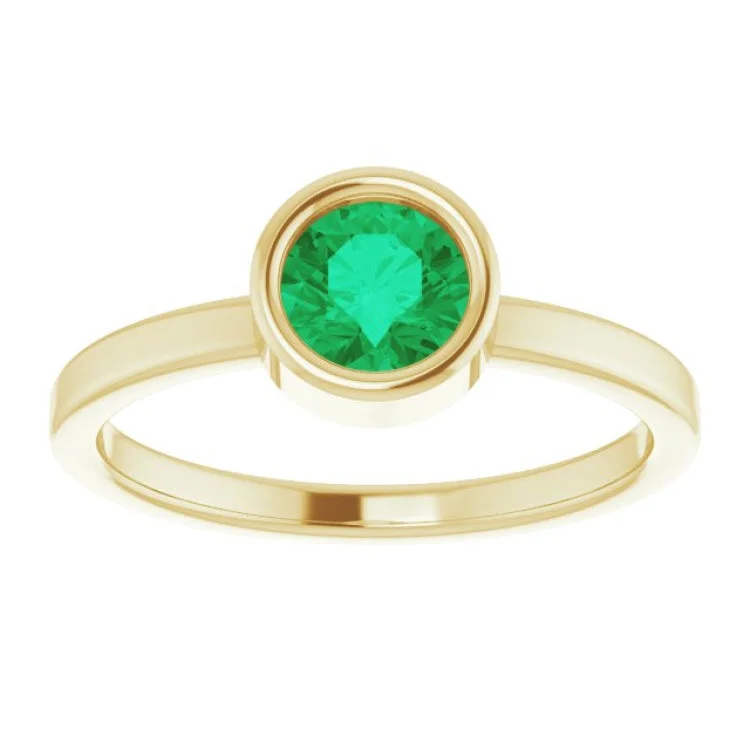 Luxury Wedding Bands For Timeless Elegance-14K Yellow 5.5 mm Natural Emerald Ring