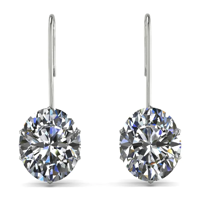 Long Dangle Earrings For Party Glam-Oval Hidden Halo Diamond Earrings - Gemma No. 18