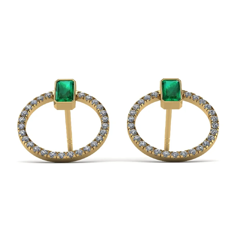 Sparkling Beaded Earrings For Festive Looks-Emerald Cut Circle Emerald Earrings - Oaklyn No. 4