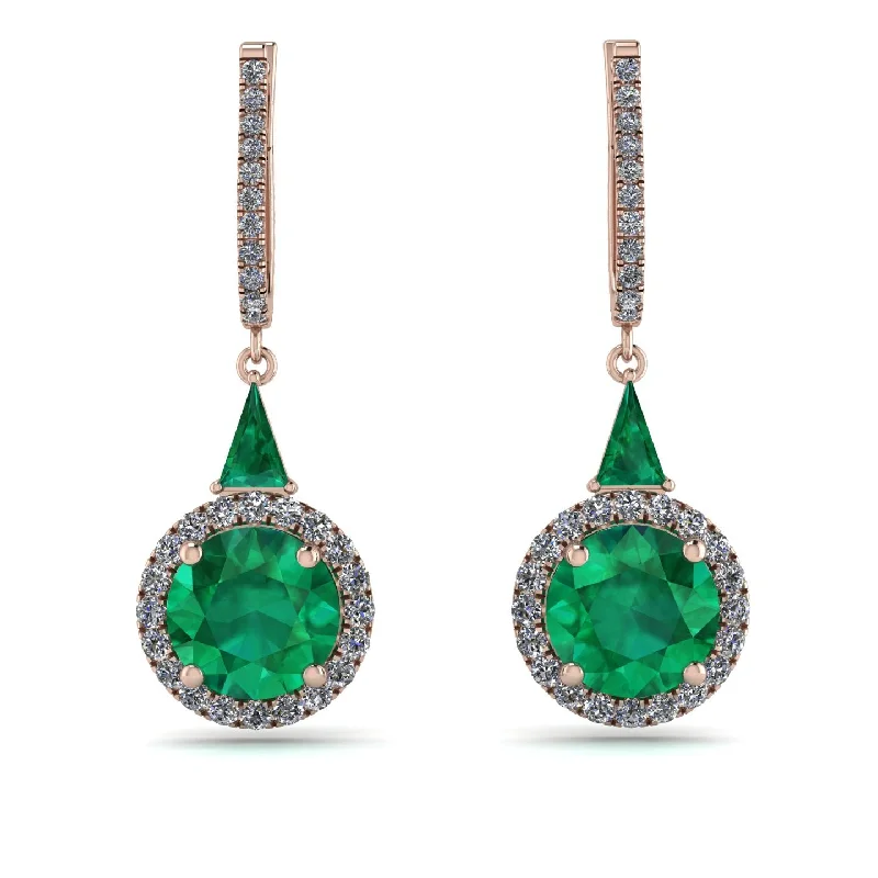 Crystal Stud Earrings For Elegant Touch-Hidden Halo Emerald Earrings - Joanna No. 5