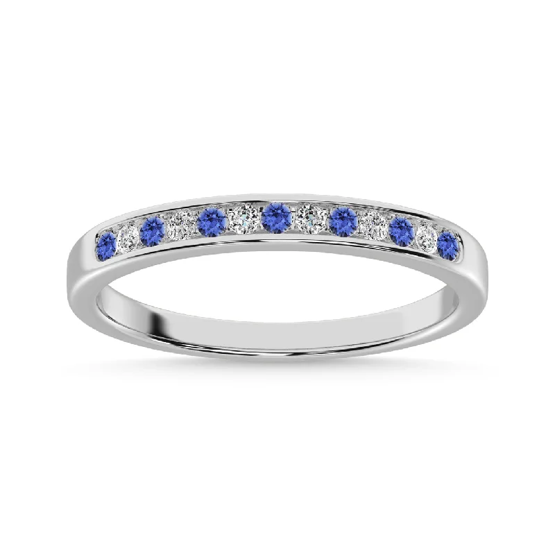 Vintage-Inspired Rings For Retro Glam-14k White Gold Tanzanite and Diamond 1/5 Ct.Tw. Anniversary Band