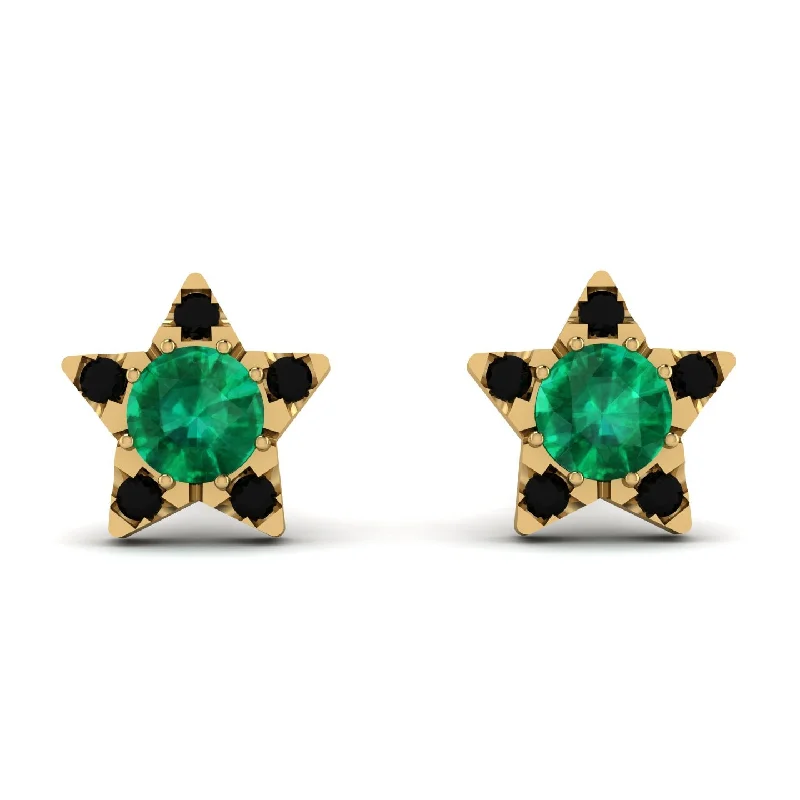 Handmade Silver Earrings For Unique Gifts-Star Halo Emerald Earrings - Zelda No. 34