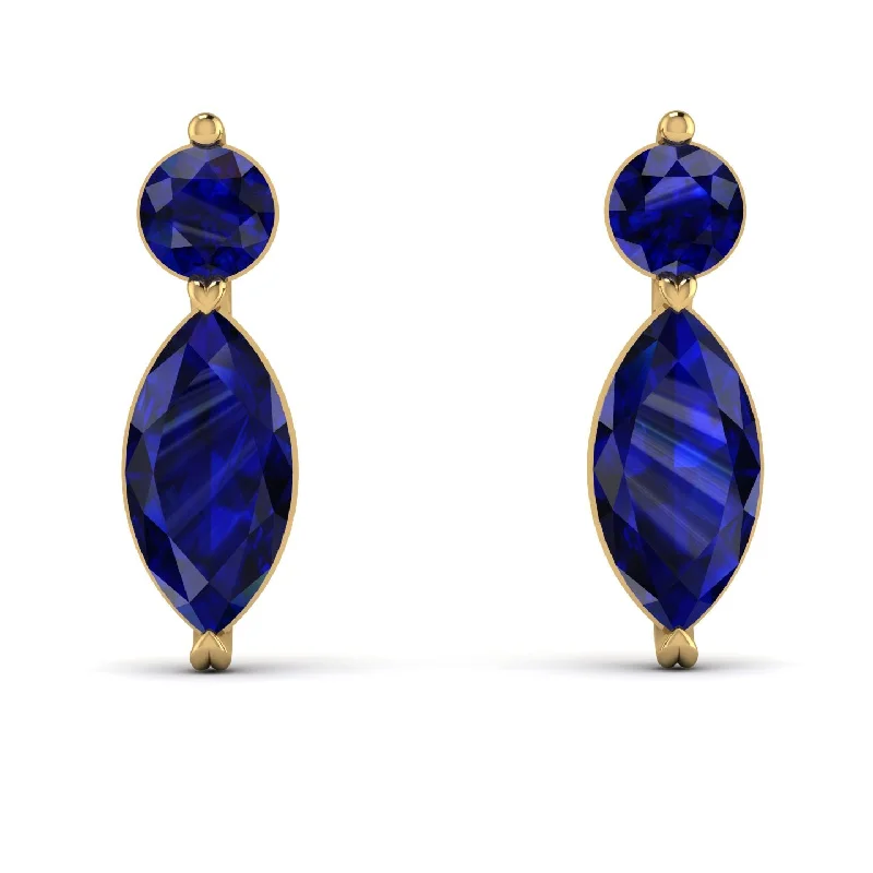 Elegant Earrings For Office Wear-Hanging Marquise Sapphire Earrings - Lacey No. 13