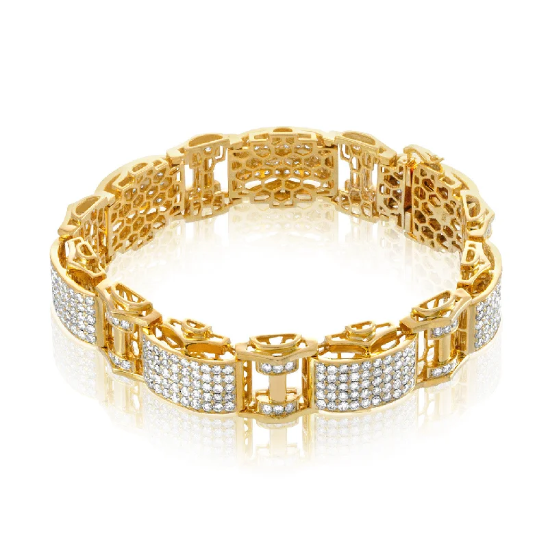 Elegant Rose Gold-Set Bracelets For Fashionable Wear-10k Yellow Gold 13ct Diamond Statement Bracelet