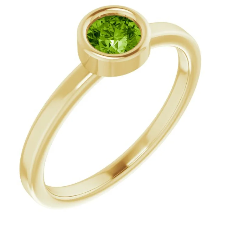 Custom Birthstone Rings For Personalized Jewelry-14K Yellow 4.5 mm Natural Peridot Ring